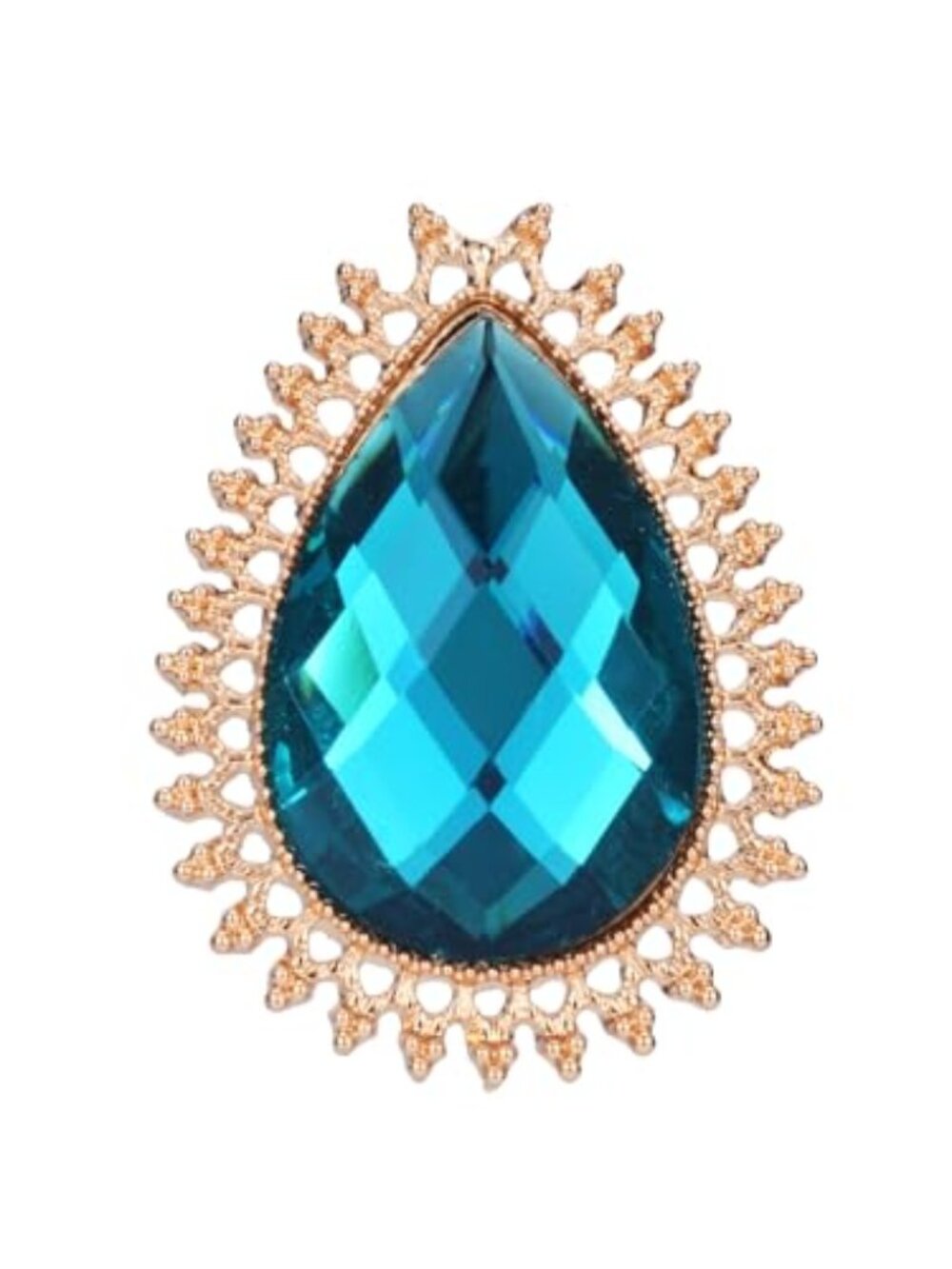 Vintage Blue Rhinestone Alloy Metal Teardrop Brooch for Women